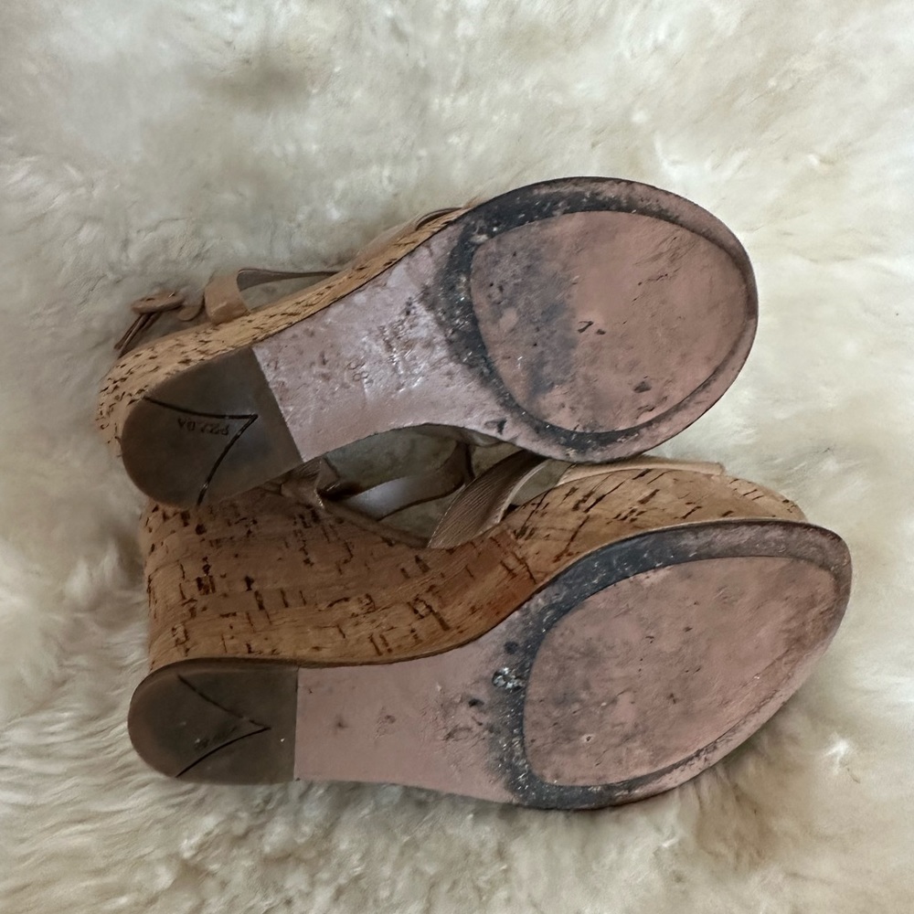 EUC Prada Nude Patent Leather & Cork Wedges; Sz. 38 - Picture 4 of 4